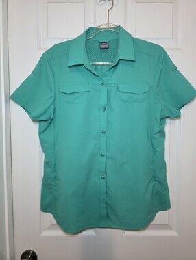 REI Green Vented Button Up Shirt Fishing Hiking Outdoors Camping Women's Large